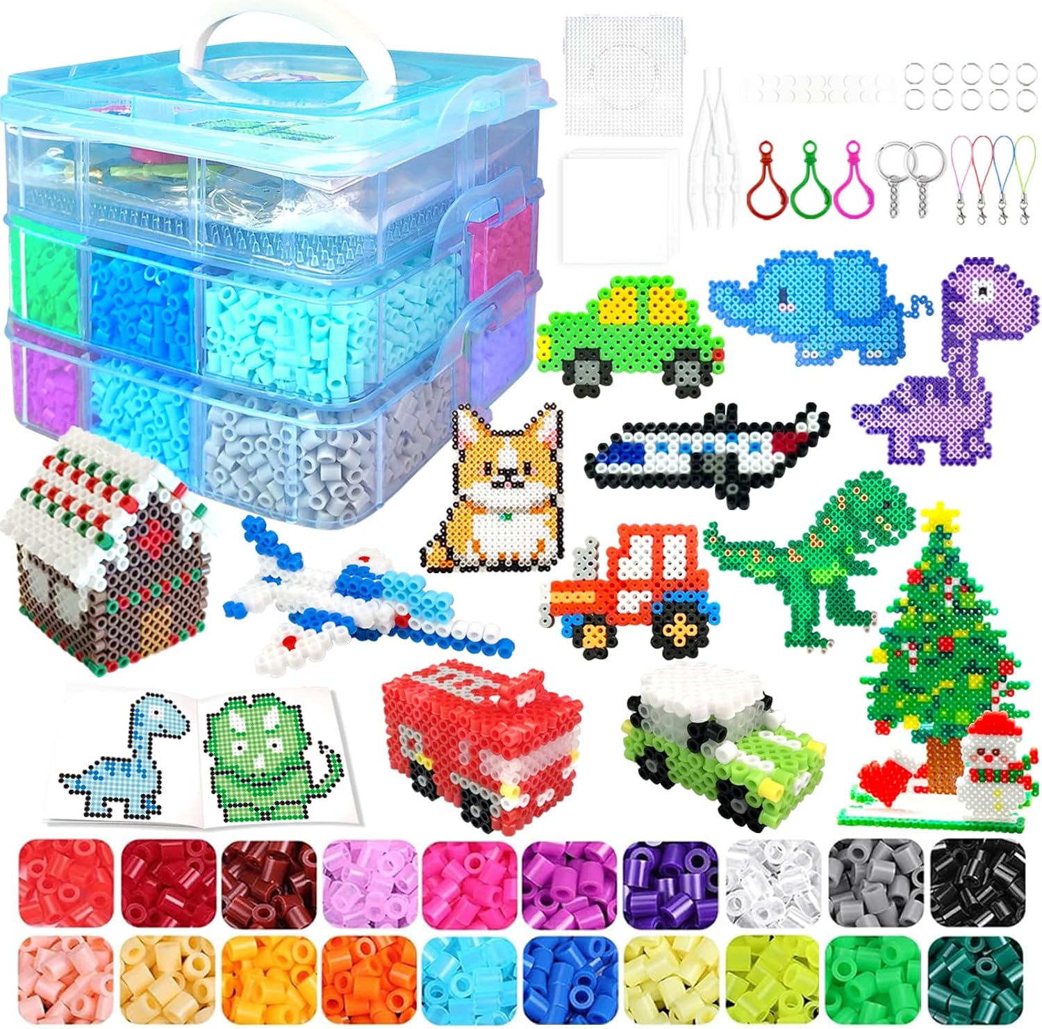 11000 Fuse Beads Kit for Kids-20 Colors 5mm Bead Craft Set with Storage Box, Pegboard, Ironing Paper and Accessories, DIY Craft Kits, Arts and Crafts Set Toys Gifts for Girls & Boys Birthday Christmas