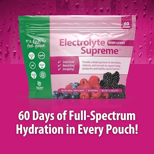 Miniatura 3 de Suplemento Jigsaw Health Electrolyte Supreme, delicioso sabor a bayas, amplio espectro de electrolitos + oligoelementos, 60 paquetes de polvo, 60