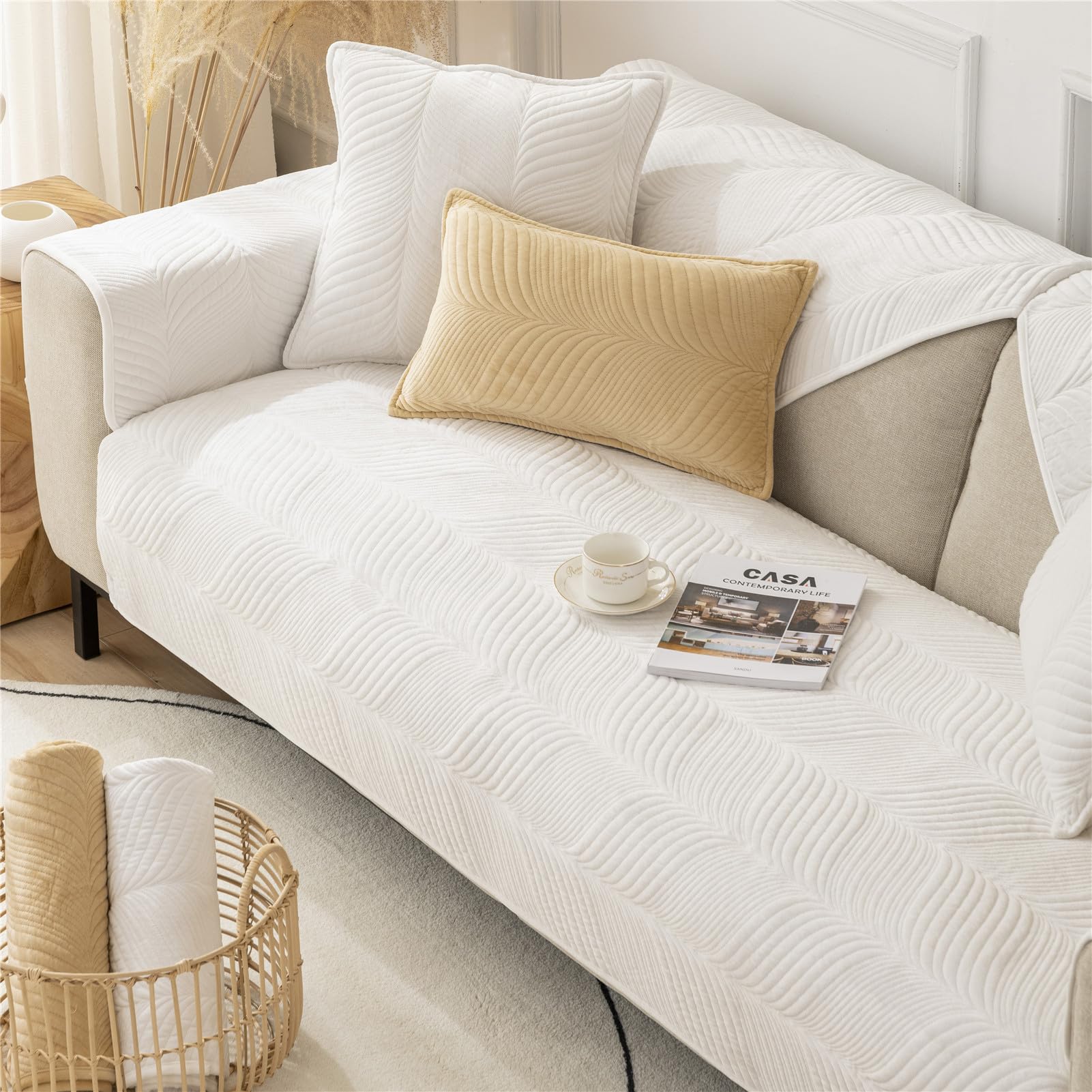 GYHH Plush Sofa Couch Cover Soft Velvet Sectional Sofa Cushion Non-Slip Corner Sofa Slipcovers for Love Seat Recliner Leather L Shaped, Armrest Backrest Cover