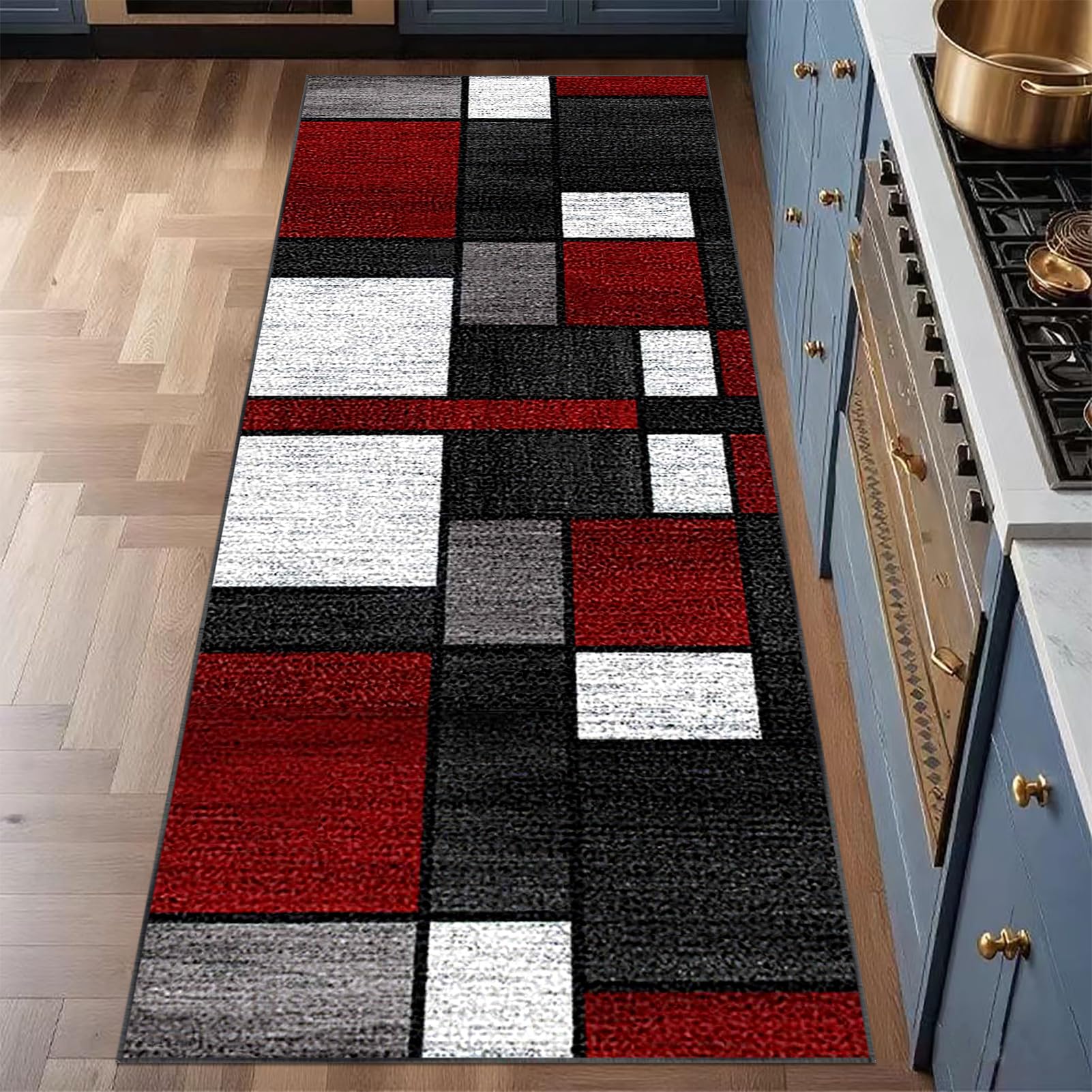Laegnfho Runner Rug for Hallway Non Slip, Long Hallway Hall Runner, Runner Rugs for Kitchen Mat, Narrow Rugs Washable for Bedroom, Laundry Room, Kitchen, Entrance, Corridor 50 x 100 cm