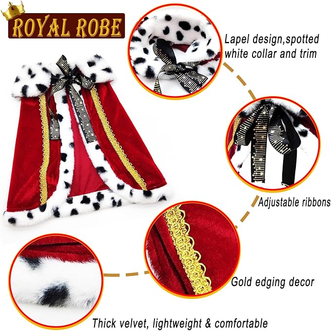 Disfraz de Rey para Perro con Capa Roja de Carnaval Navidad miniatura 6