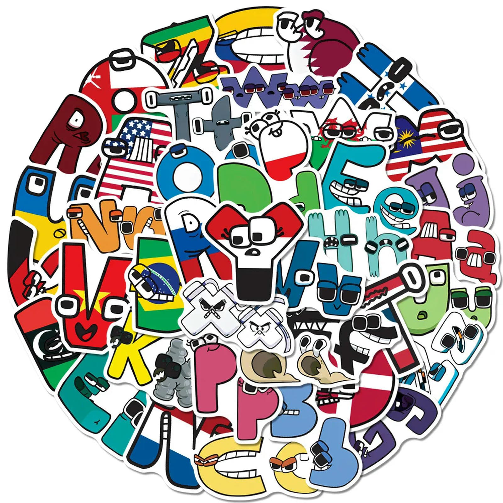 TVIVID 50Pcs Alphabet Lore Stickers Stickers Motorcycle Luggage Guitar Skateboard Cool Graffiti Sticker for Kid Decal Toys Gifts