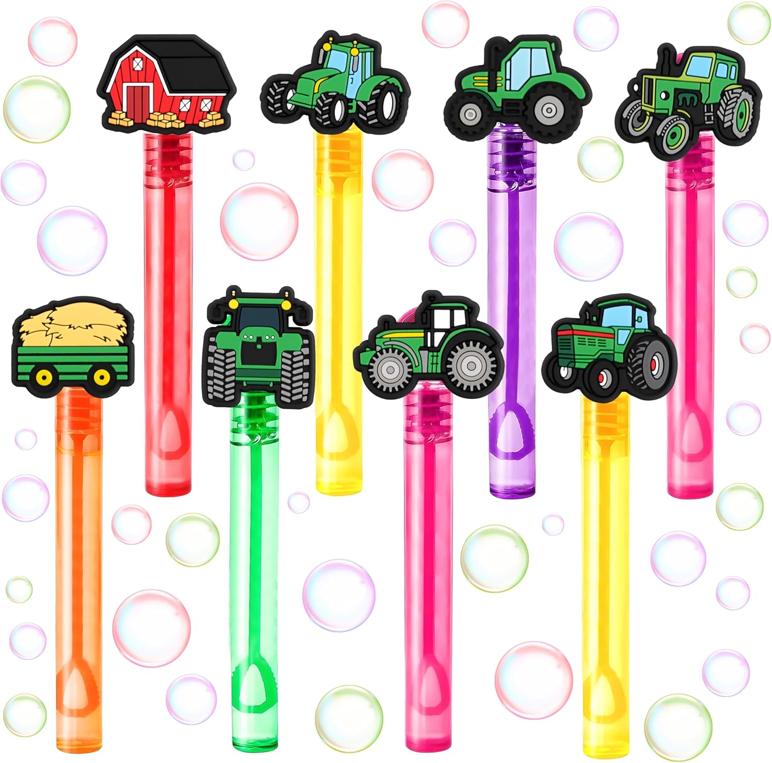 Tractor Party Favors for Kids – 24PCS Farm-Themed Bubble Wands, Great for Birthday Supplies, Pinata Fillers, Goodie Bags & Classroom Rewards