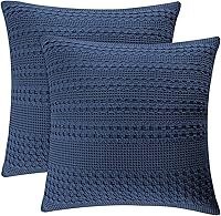 Vista 10 de PHF Fundas de almohada con tejido de gofre de 24" x 24", paquete de 2, funda de almohada cuadrada 100% algodón para decoración de ropa de cama, sin