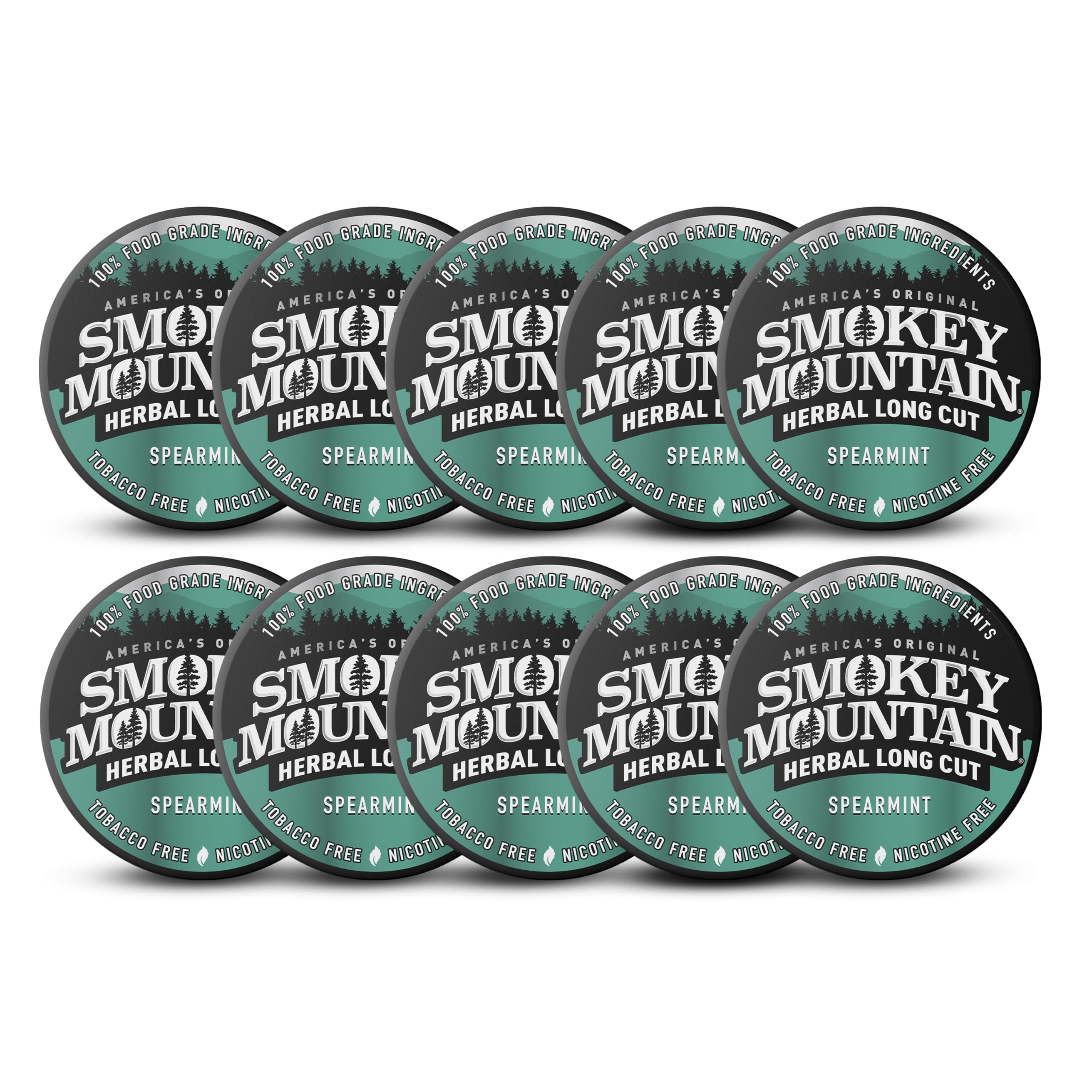 Smokey Mountain Herbal Long Cut Spearmint, 10 Can Box