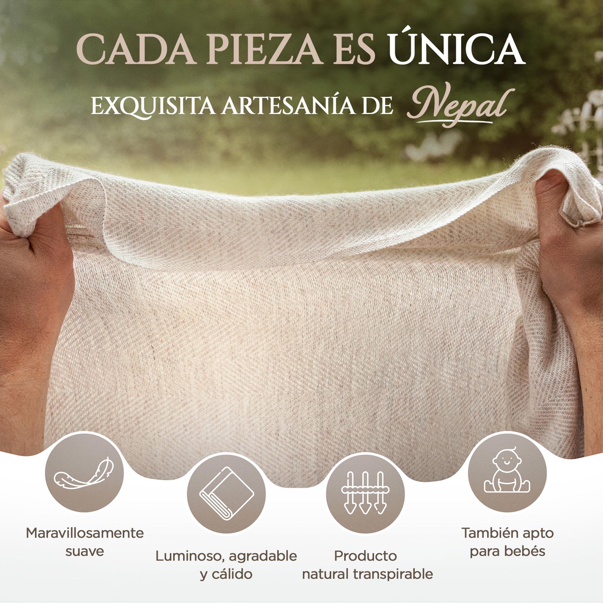 Manta de Cachemira - Manta Tejida a Mano para sofá 100% Lana de Cachemira - 135 x 270 cm, Suave y Acogedora Manta para sofá y Silla - Fabricada en Nepal