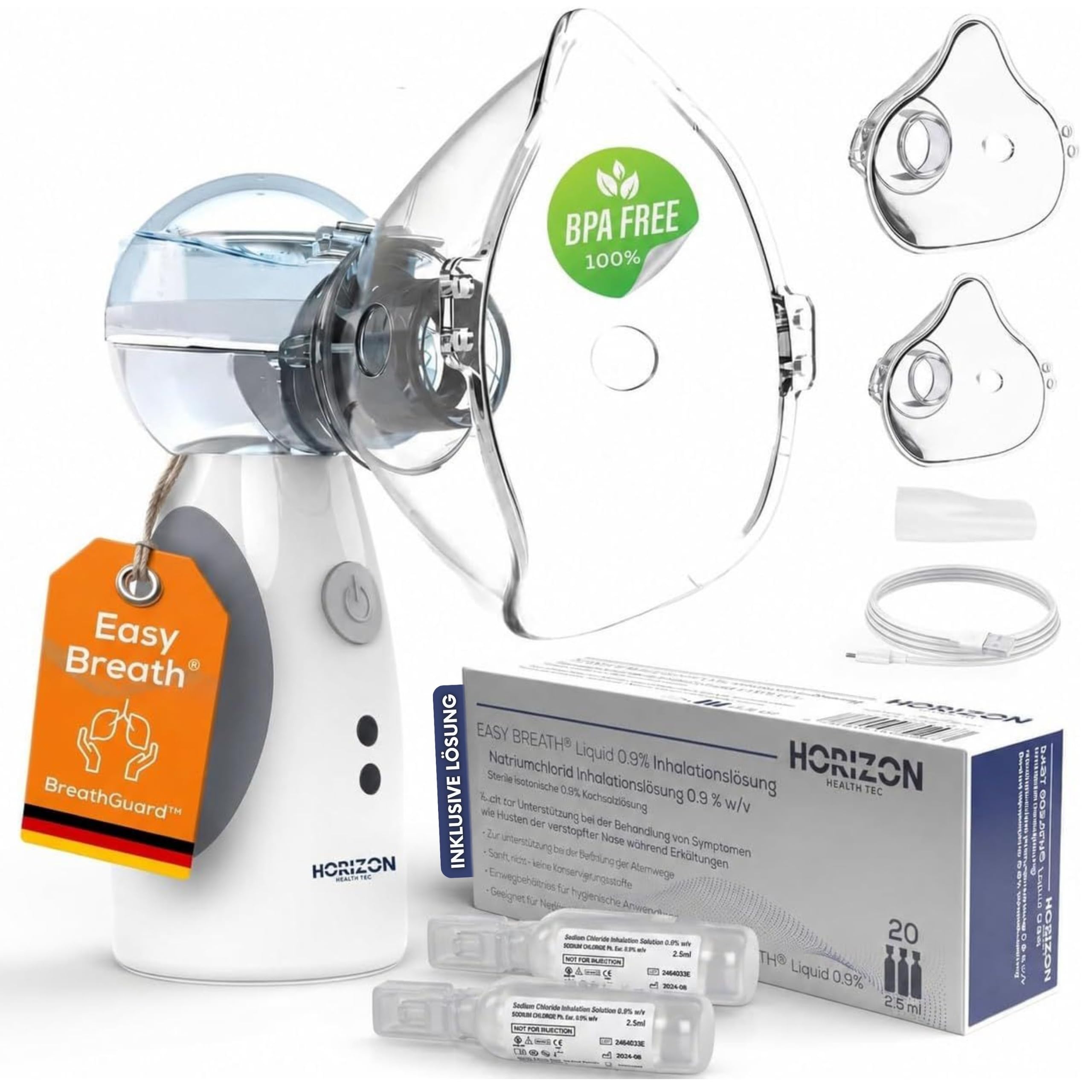 Inhalationsgerät, Wiederaufladbarer USB C Inhalationsgerät für Kinder, tragbar, Super Leiser Inhalator, Effizienter Vernebler Inhaliergerät Kinder für unterwegs (SET Grau)