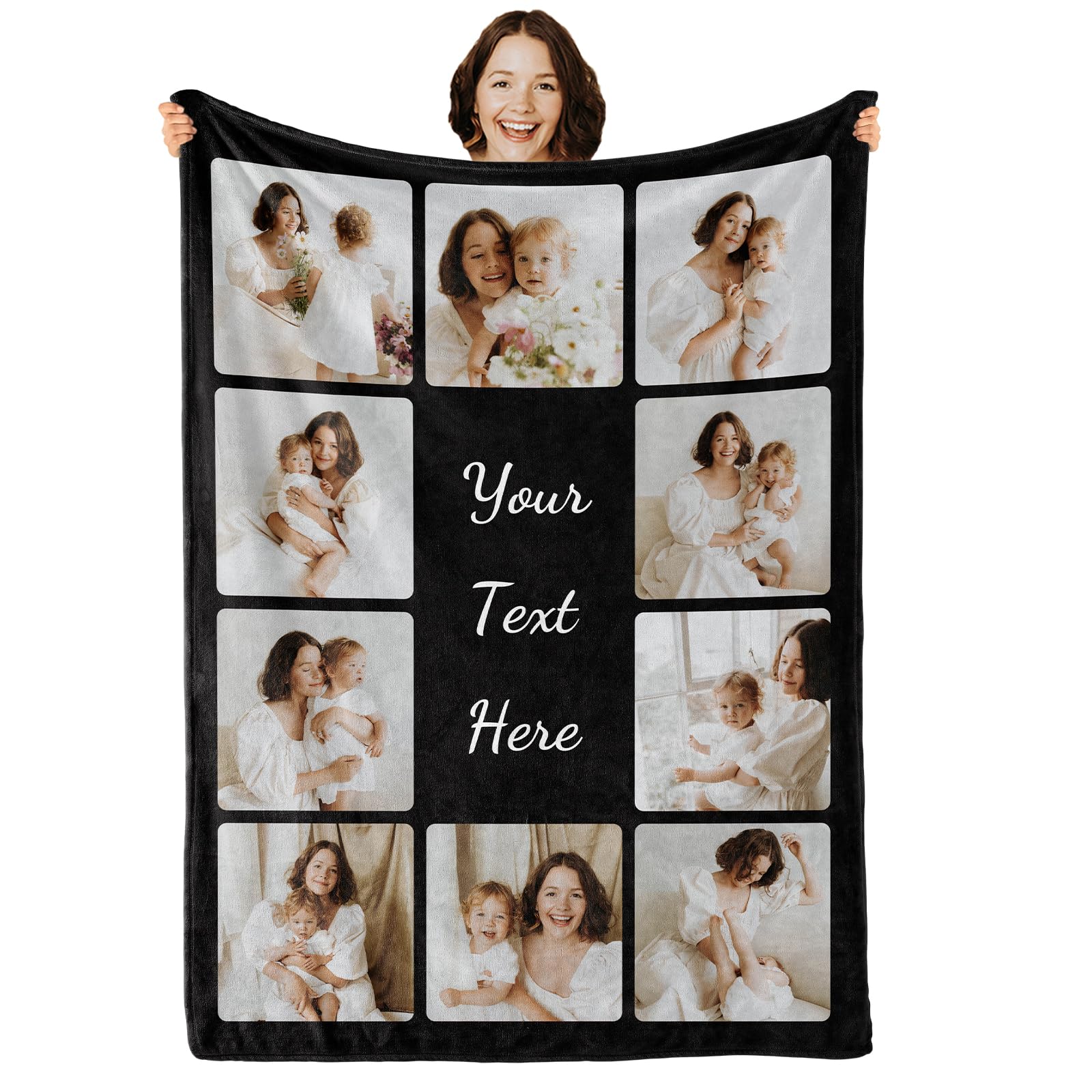 iDIY Personalised Blanket with Photo and Text - Ships Next Day - Customisable Blanket Photo Throw - Customised Gifts for Family and Couples - 10 Photos — image 1