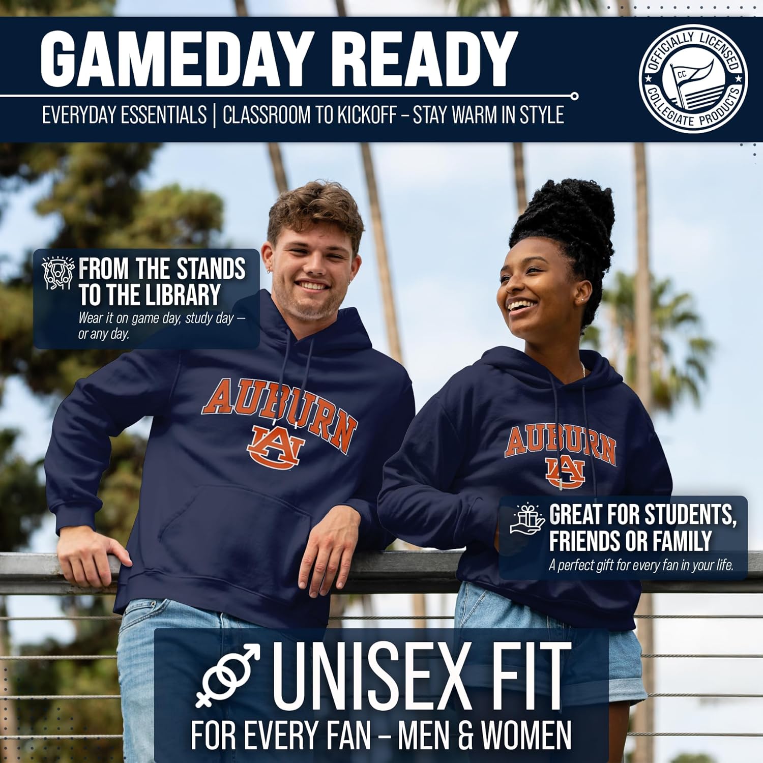 Campus Colors Long Sleeves NCAA Adult Arch & Logo Gameday Unisex Hooded Sweatshirt - Image 4