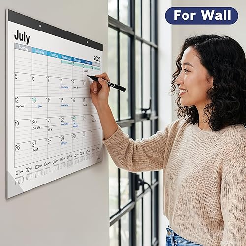 Miniatura 8 de Dunwell Calendario de escritorio 2026 de 22 x 17 pulgadas (azul), 22 x 17 pulgadas, calendario mensual grande de escritorio o colgante de pared,