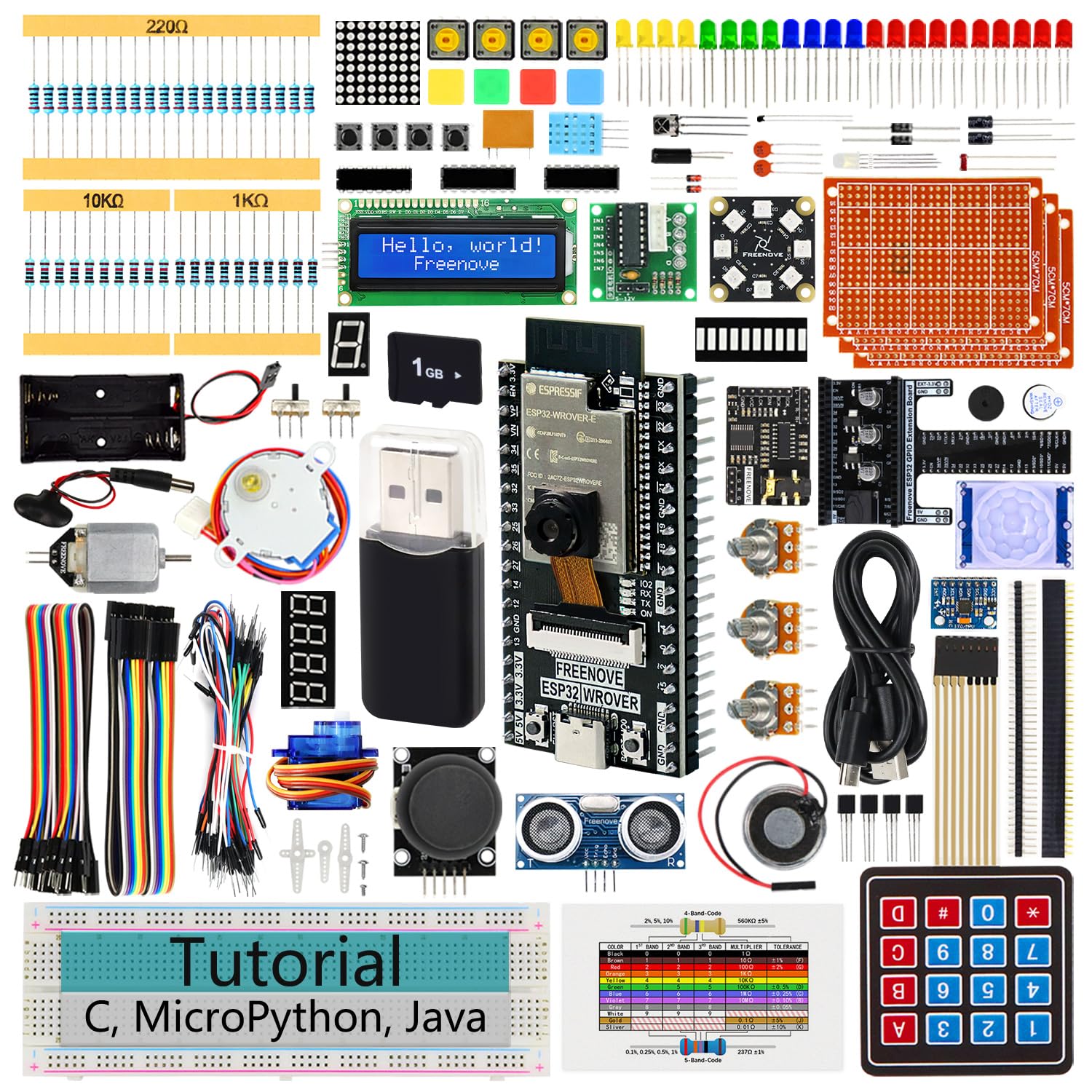 Ultimate Starter Kit for Freenove ESP32-WROVER (Included) (Compatible with Arduino IDE), On-Board Camera Wireless, Python C, 814 page detailed tutorials, 240 items, 127 projects