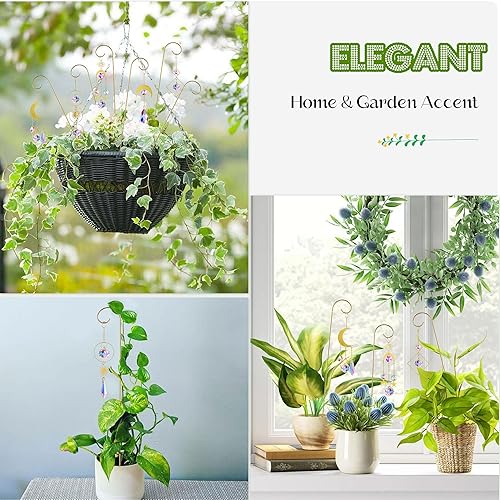 Miniatura 7 de HDCRYSTALGIFTS Paquete de 6 enrejados pequeños para plantas en macetas de interior con atrapasoles de cristal colorido, 8 pulgadas, atrapasoles de