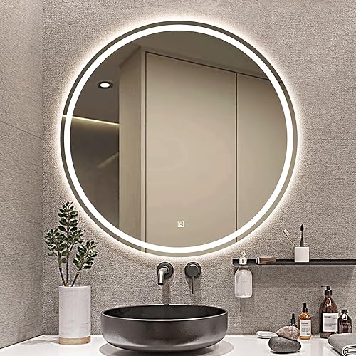Miniatura 8 de Espejo de baño LED con luz delantera y trasera, 3 colores de temperatura y retroiluminación regulable, luces dobles, espejo de tocador LED para