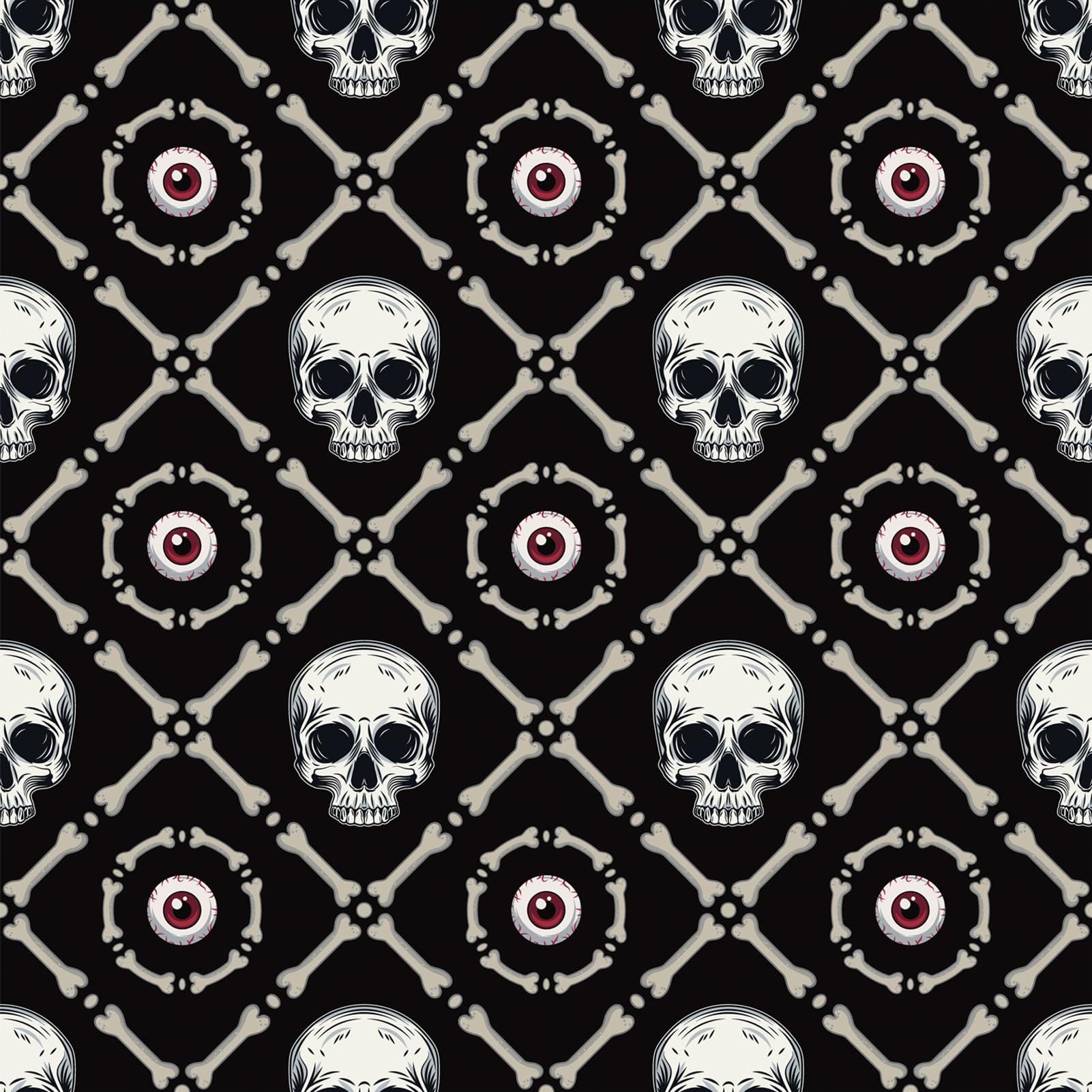 FLFK Peel and Stick Wallpaper Skull and Eyeballs Black Wallpaper 16" x 64" โ image 1