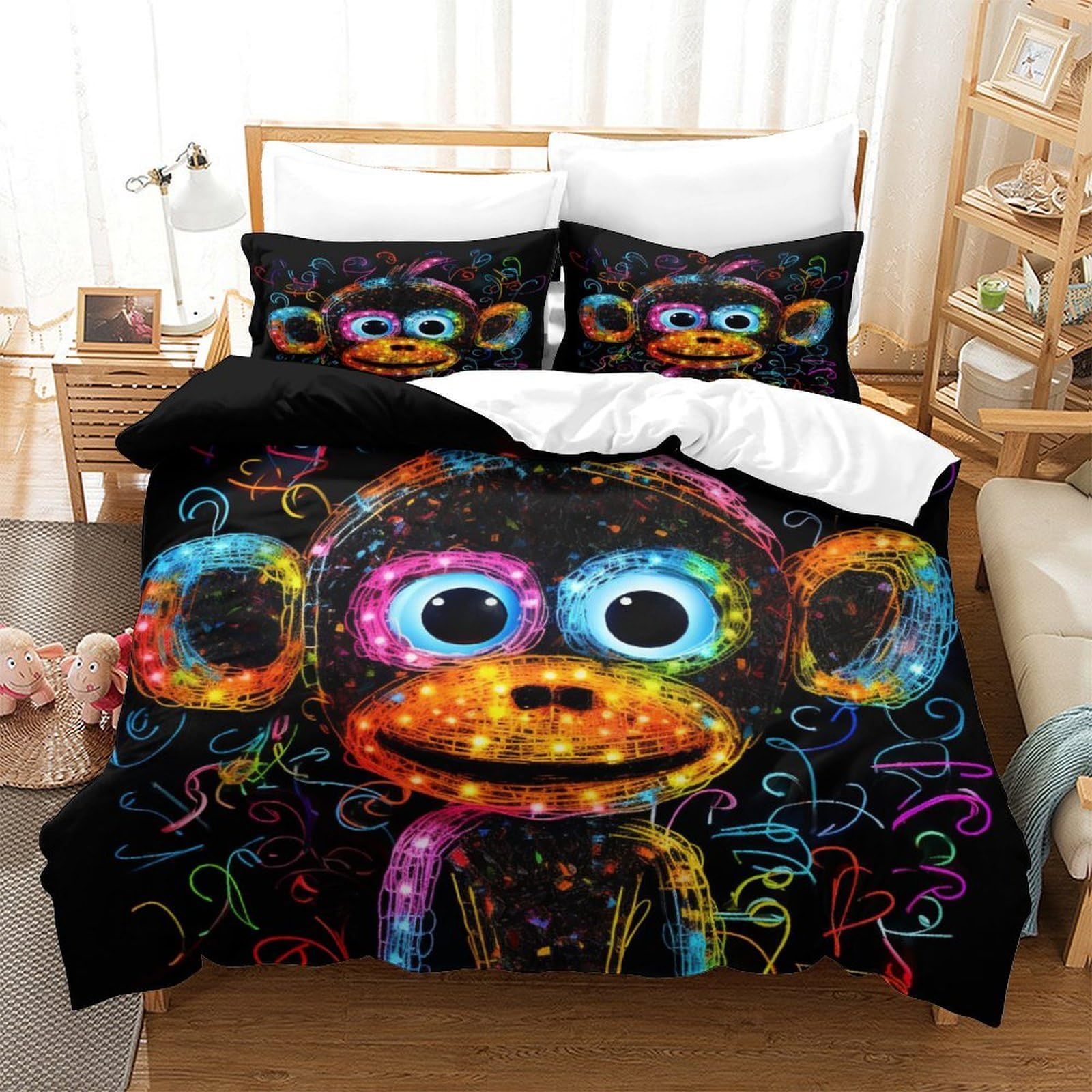 Housse de couette singe 3D pour éviter la chaleur nocturne parure de lit respirante