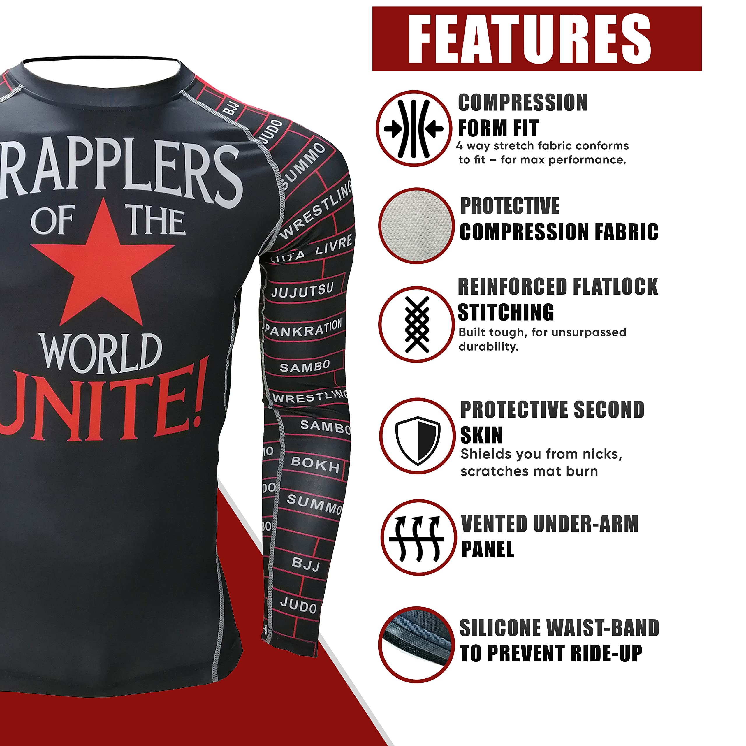 BJJ Rash Guards Grappling MMA Jiu Jitsu No Gi UFC Shirt Fight Wear Langarm