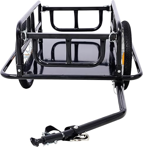 Miniatura 2 de Remolque de carga plegable para bicicleta con enganche universal, capacidad de 110 libras, remolque de bicicleta con ruedas y reflectores de 16