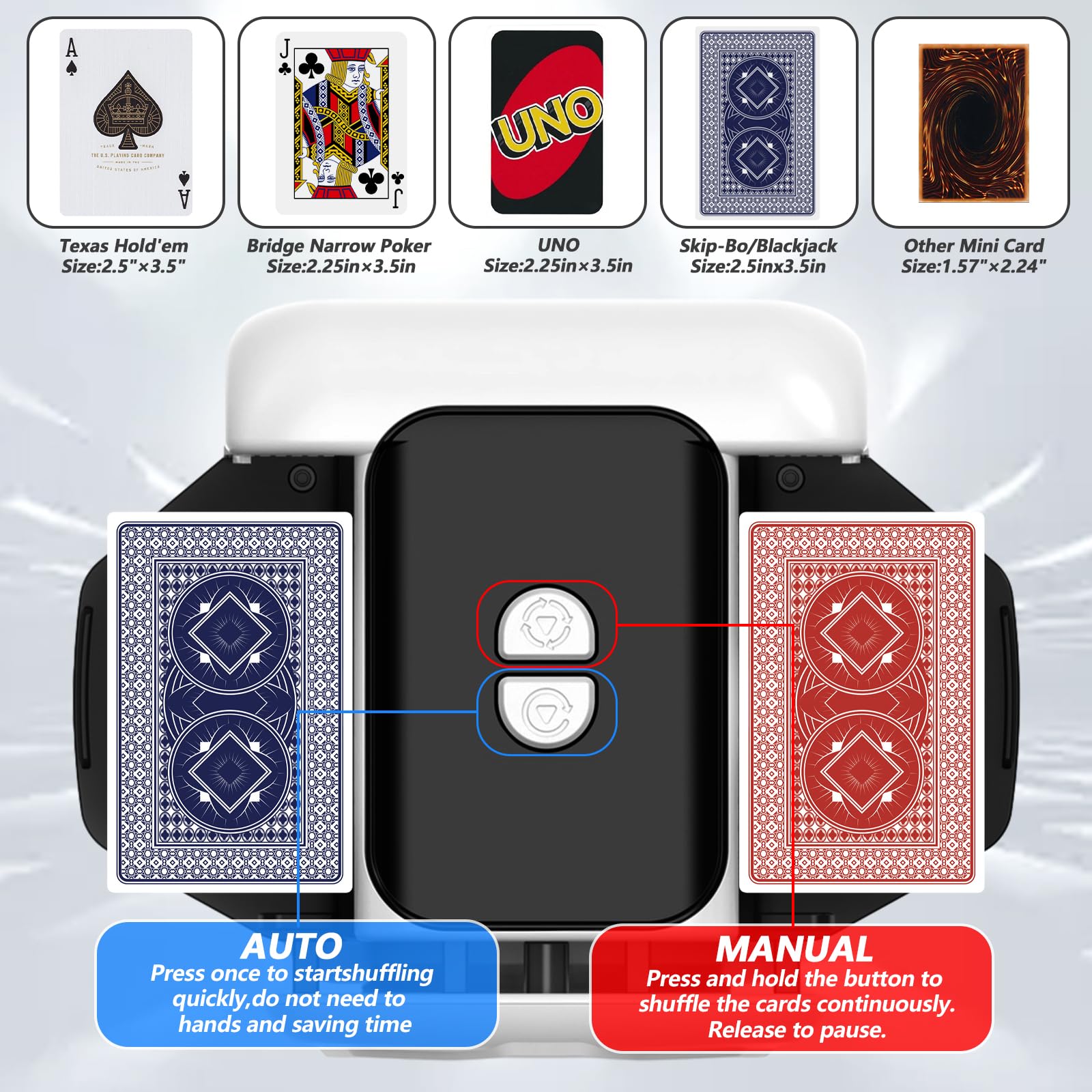 Casossuixin Card Shuffler Machine 1-2 Deck with 1 Playing Card Storage Bag - Image 2