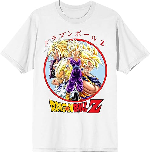 Dragon Ball Z Personajes y Logo Camiseta blanca para hombre
