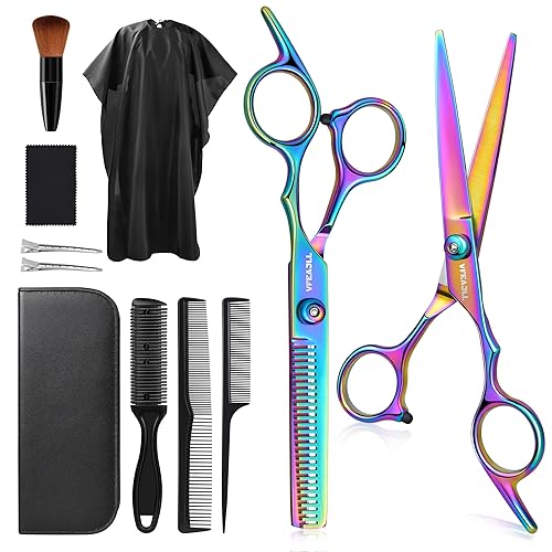 Hair Cutting Scissors Kits,11Pcs Professional Haircut Scissors Kit with Comb,Clips,Cape,New