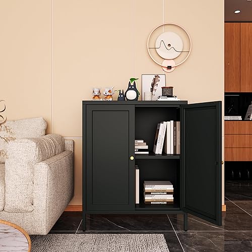 Miniatura 2 de Armario de piso de baño, armario de almacenamiento con estante ajustable, organizador independiente moderno, aparador de buffet de granja, armarios