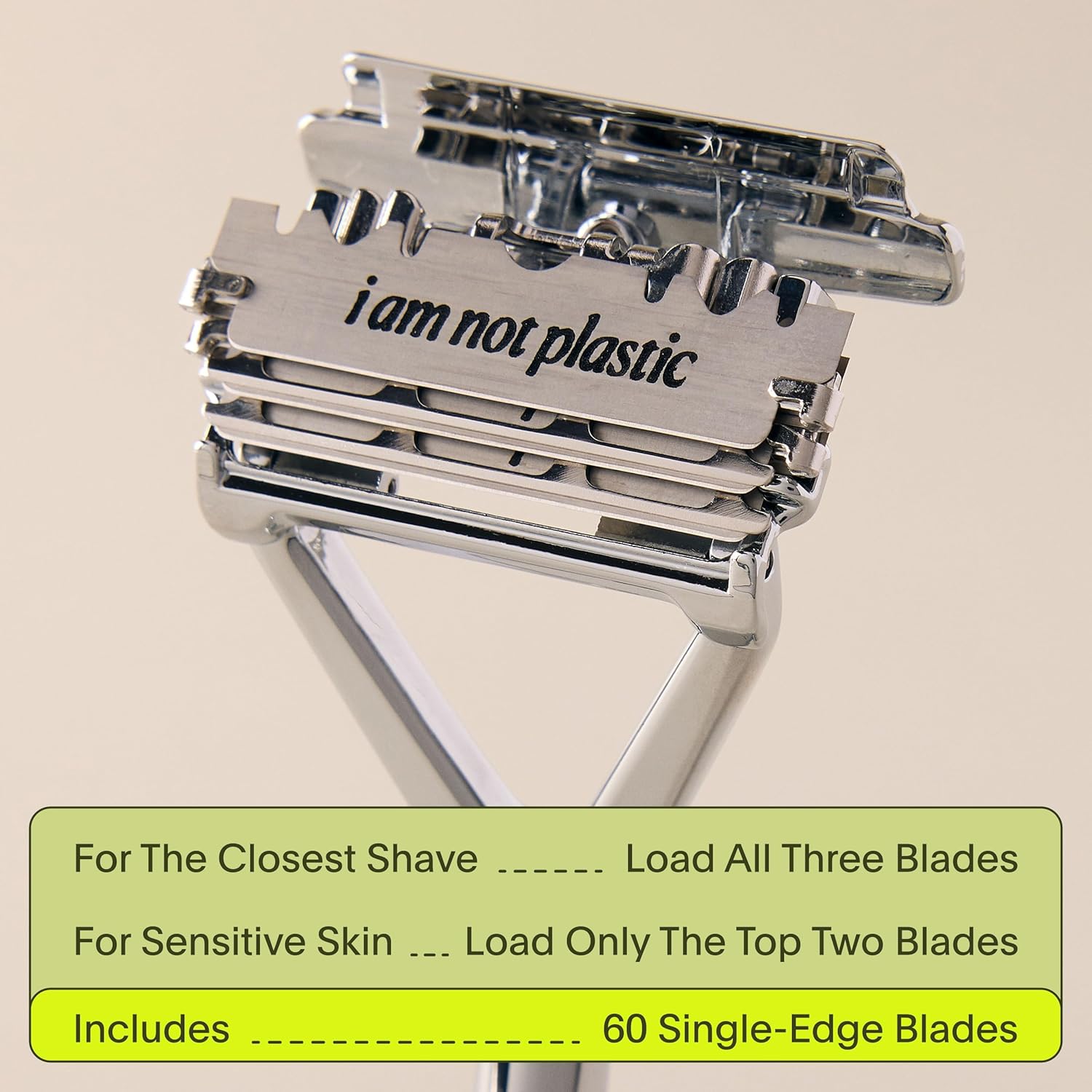 Leaf Shave | Leaf Razor Set, All-Metal Safety Razor with Pivoting Head & Adjustable Blade Loading, Includes Matching Stand, 50 Single-Edge Refills, and Recycling Bank for Used Blades - Prism