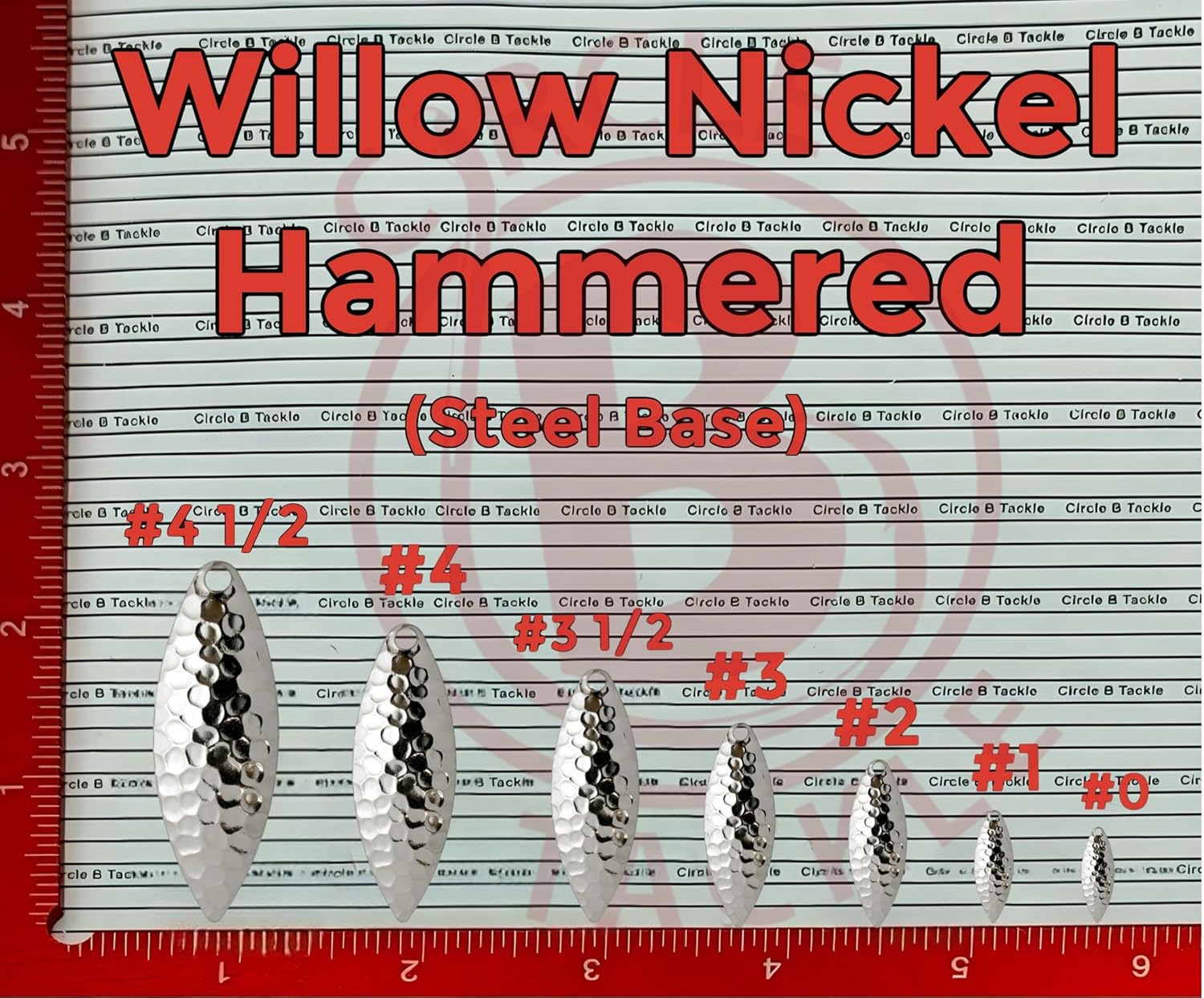 Hammered Willow Spinnerbait Blades Kit 50pcs, Made in USA, DIY Lure Making Set for Spinner baits and Jigs Sizes #0-#4.5 Hammered Nickel Finish