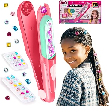 Hair Gem Stamper Kit,Easy DIY Gift for Girls Ages 7-12, Birthday Toy