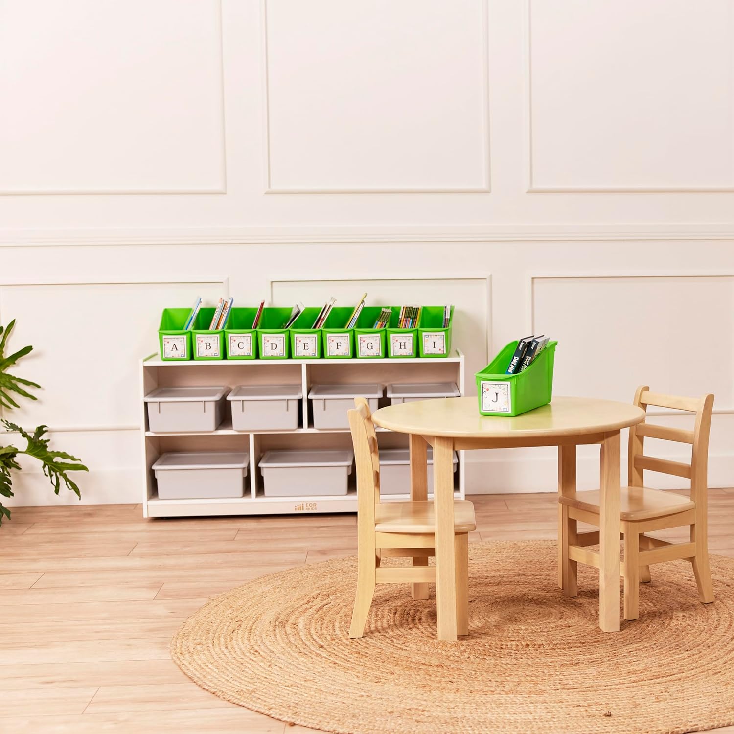 ECR4Kids Linking Plastic Storage Book Bin, Multipurpose Organization, Neon Green, 10-Piece