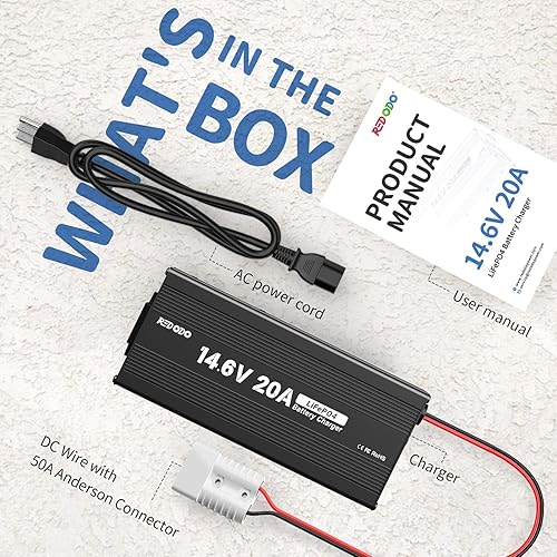 Miniatura 7 de Redodo Cargador de batería Lifepo4 de 14.6V 20A para batería de fosfato de hierro y litio, soporte de carga rápida, alta eficiencia de carga