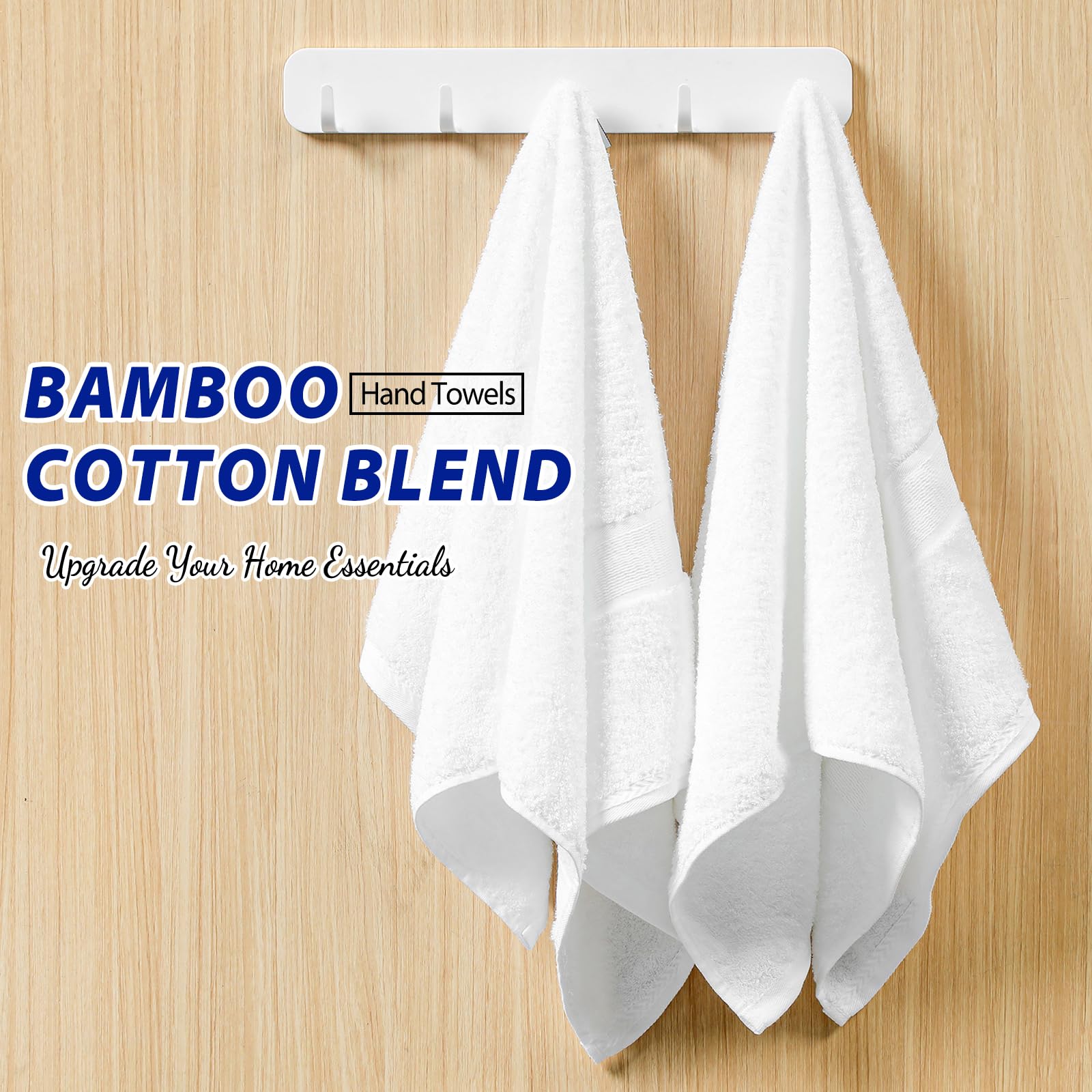 Aibaser Toallas de mano de 41 x 76 cm, ligeras y altamente absorbentes para baño, viajes, gimnasio, ducha y spa (blanco)