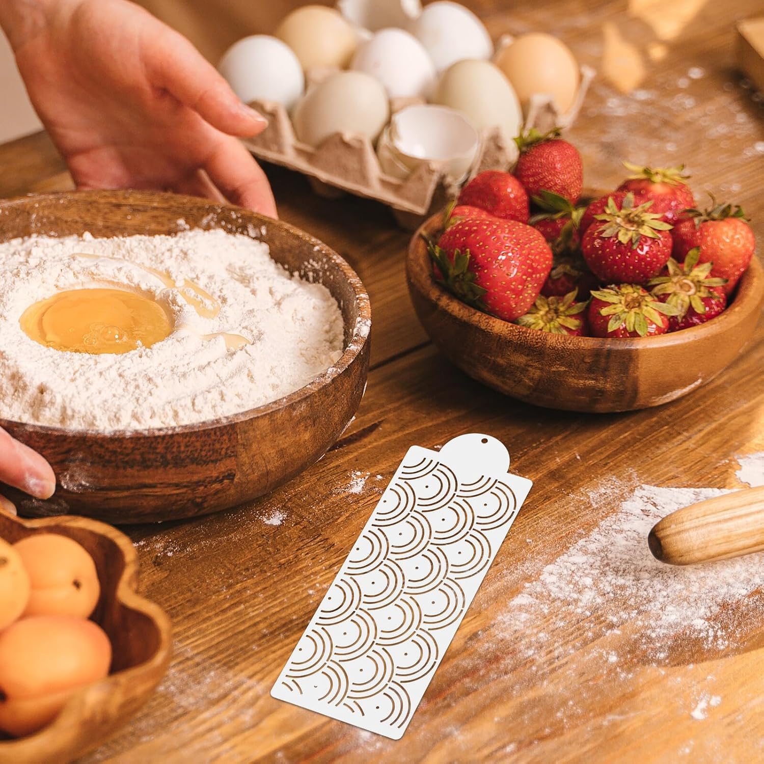 12pcs Cake Stencils Template Set Baking Decorating Tools Hollow Fondant Buttercream Stencils for DIY Cake Printing and Drawing Supplies