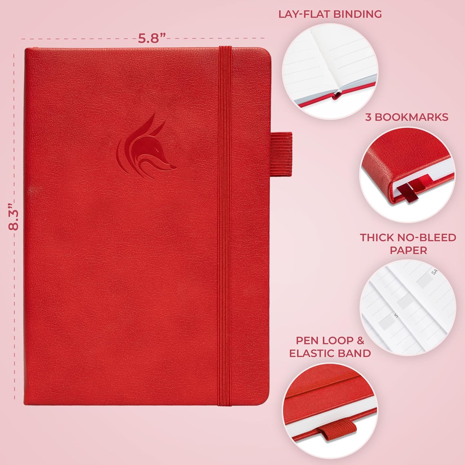 Clever Fox Planner Schedule – Undated Weekly & Monthly Life Planner with Time Slots, Appointment Book & Daily Organizer, A5 (Red)