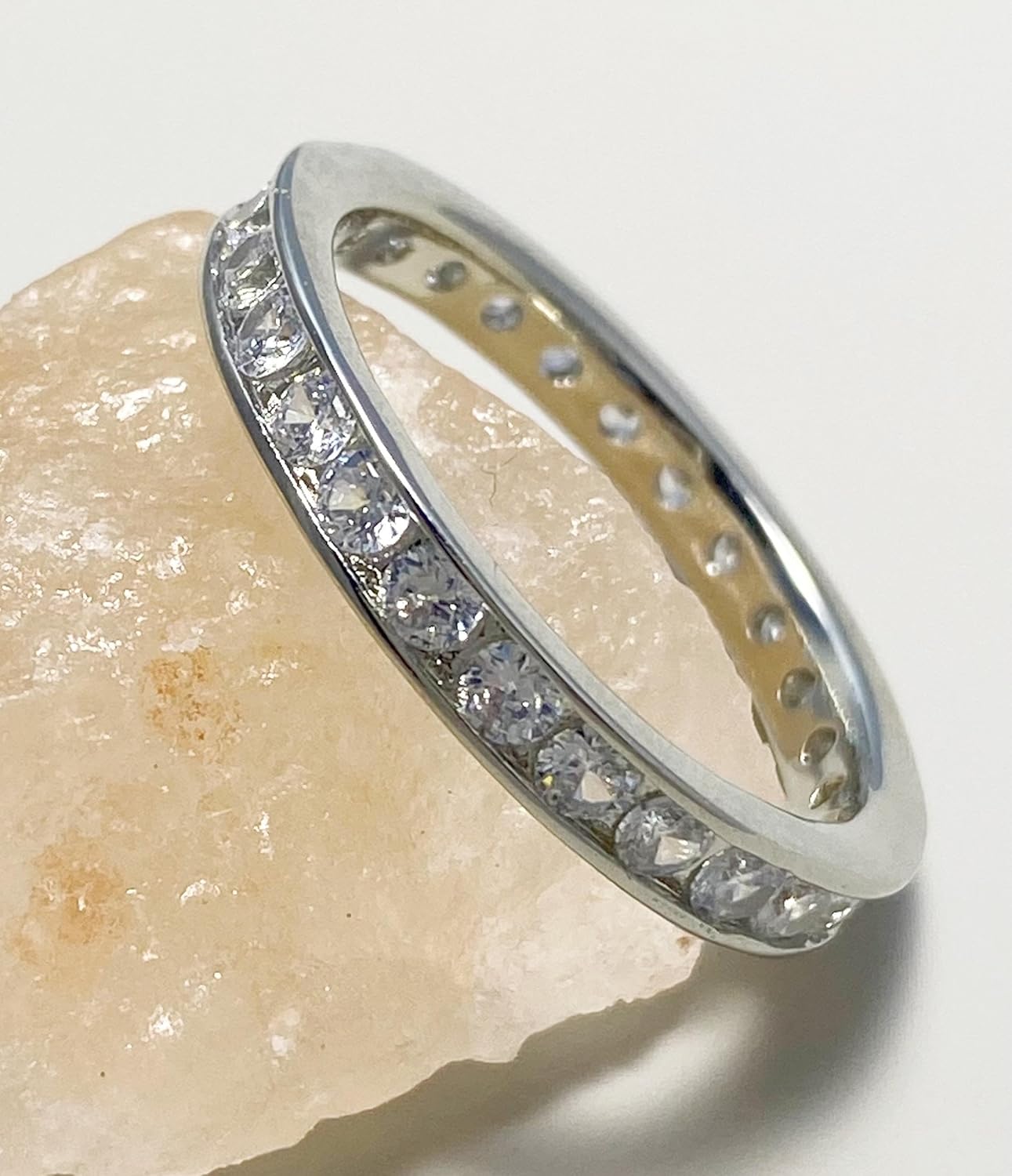 ENDLESSNESS & ETERNITY 3mm Channel Set Full Eternity Round Cut CZ Cubic Zirconia 14K Gold Plated Wedding Band Ring Stackable Ring for Womne and Men - Image 4