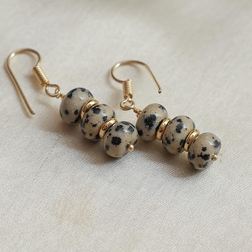 Miniatura 30 de Gempires - Aretes ligeros con cuentas hechas a mano, hipoalergénicos, chapados en oro, aretes colgantes para mujer