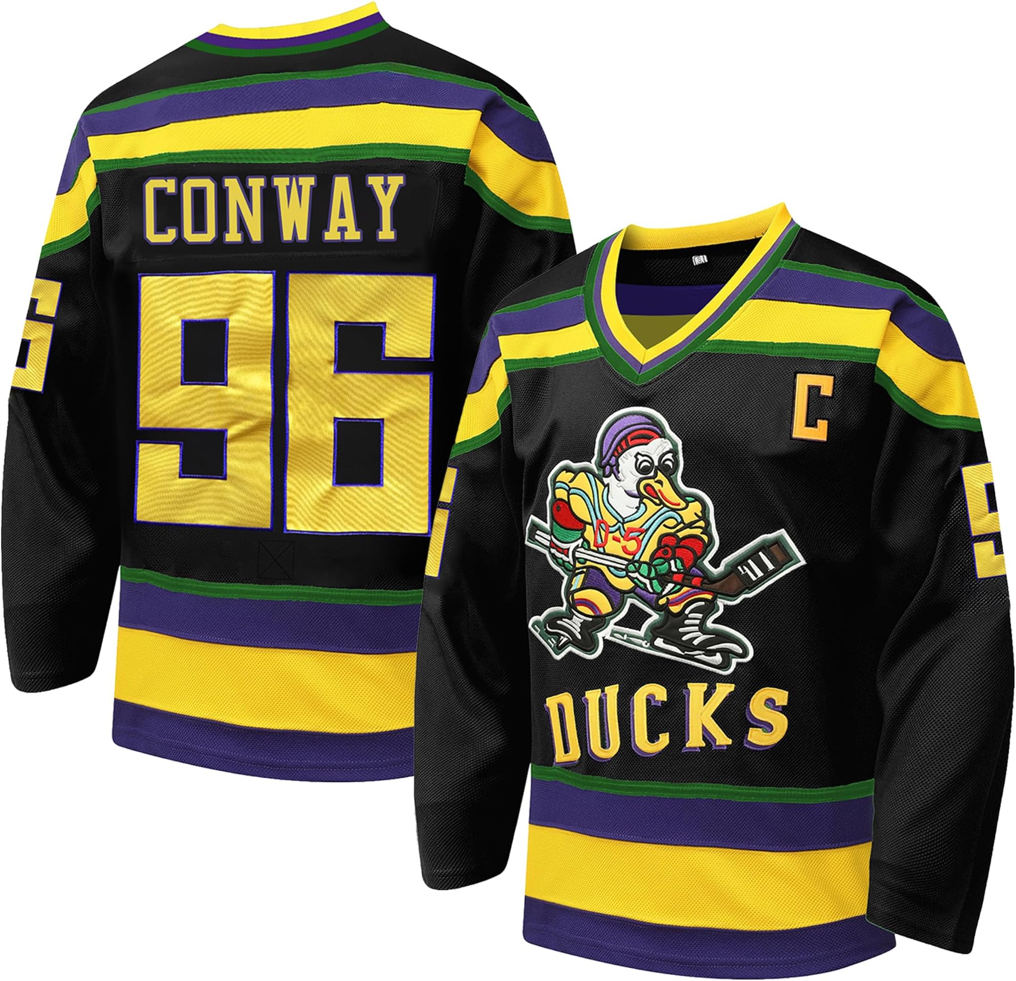 Mighty Ducks #96 Charlie Conway #99 Adam Banks #33 Greg Goldberg,90s Movie Ice Hockey Jersey for Men and Women