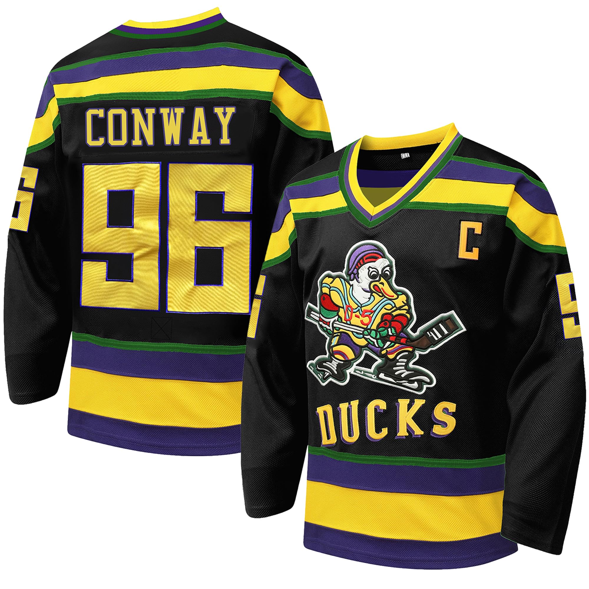 TocamentMighty Ducks #96 Charlie Conway #99 Adam Banks #33 Greg Goldberg,90s Movie Ice Hockey Jersey for Men and Women