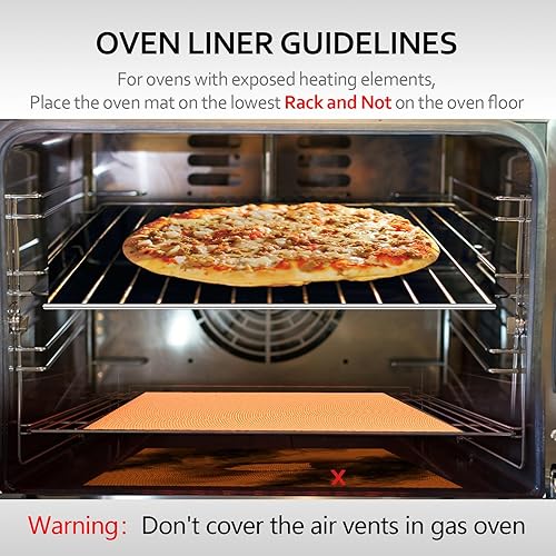 Miniatura 3 de Demiwise Paquete de 5 forros de horno para la parte inferior del horno, 16 x 24 pulgadas de grosor, antiadherentes, antiadherentes, forros de horno