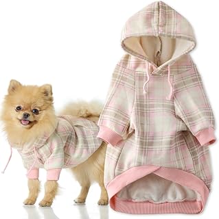 Pet Passion Rocky II Dog Hoodie, Pink Chesterfield Plaid, Medium