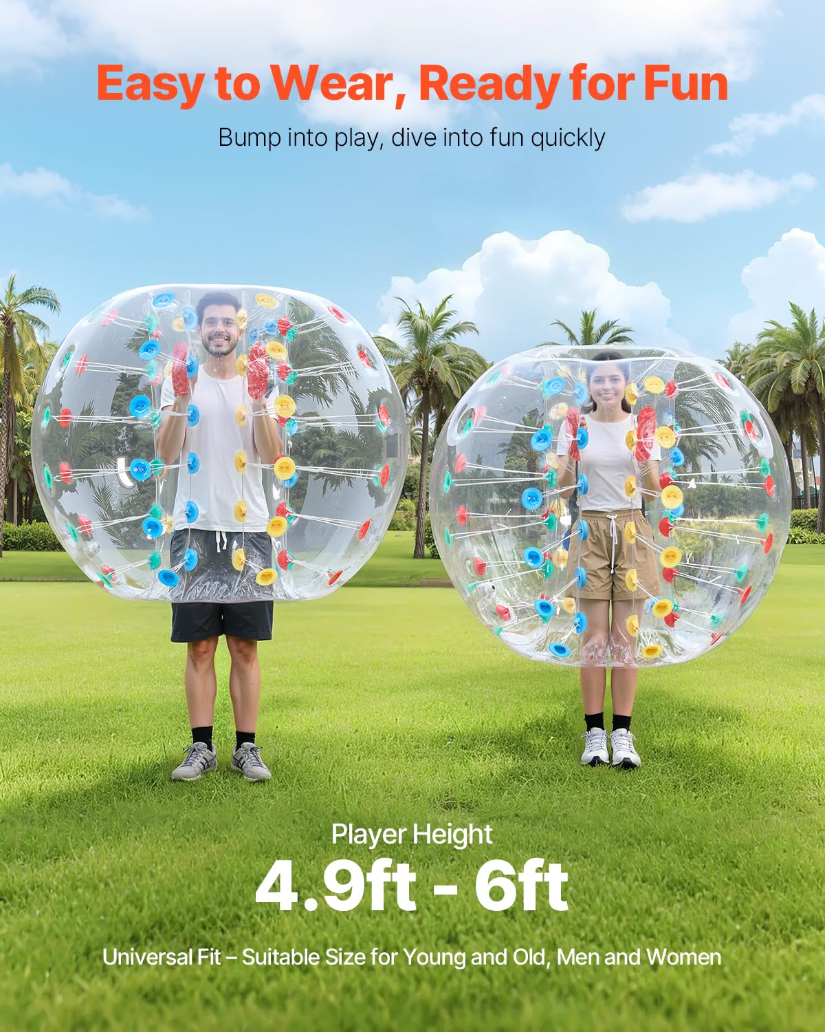 VEVOR aufblasbare Bumper Ball Bumper Stoßball (1 STK.) 1,5 m, 0,8 mm Dicker PVC-Kollisionsball für Outdoor-Sportteamspiele, Outdoor-Spielzeug für Gartenhofpark, Mehrfarbig