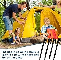 Vista 5 de Paquete de 24 Estacas de Plástico para Tienda de Campaña de 5.7 Pulgadas, Resistentes, Clavijas de Anclaje para Toldo, Estacas de Plástico
