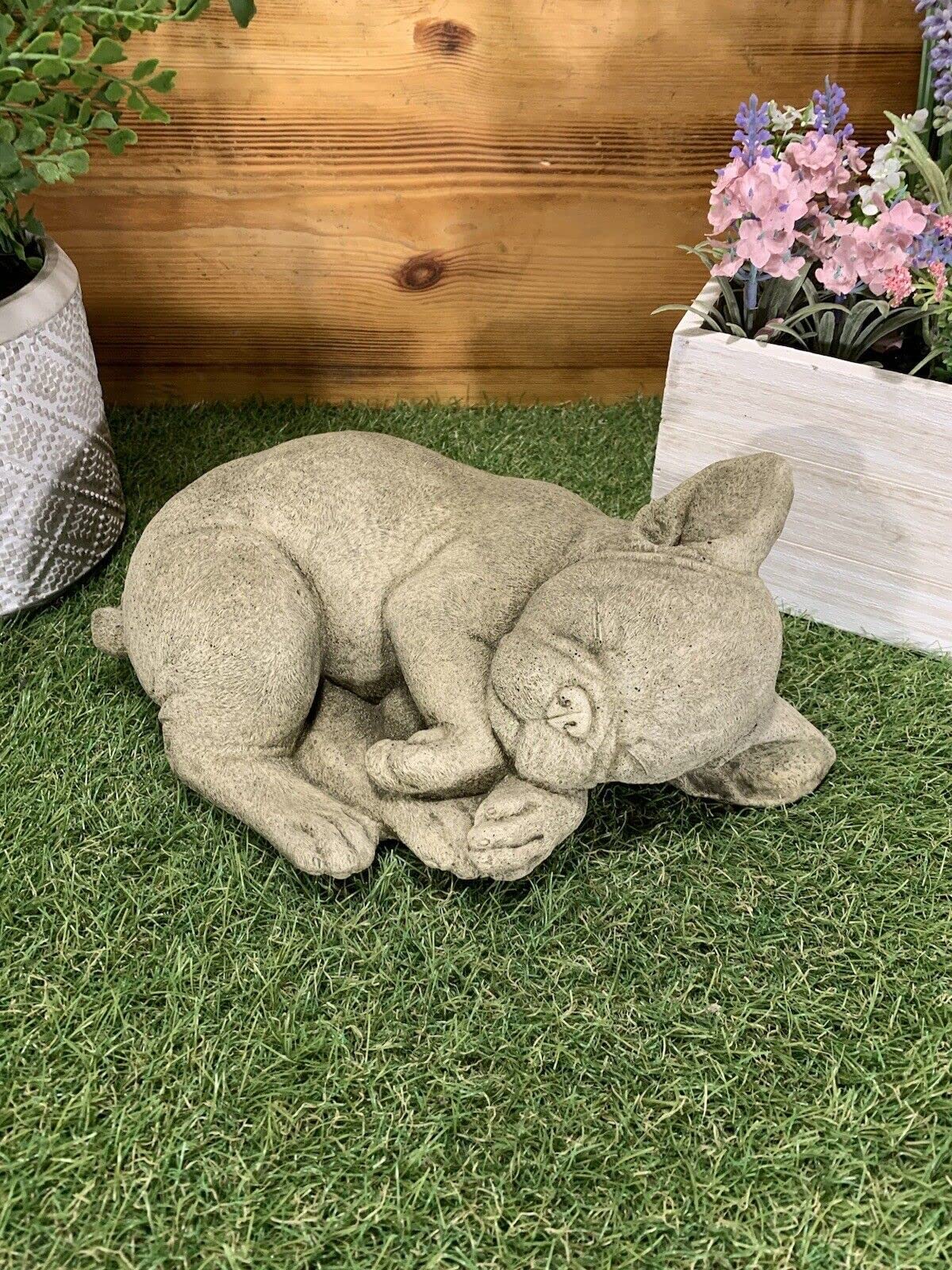 J And L Stone Ornaments Stone Garden Lying Frenchie French Bulldog Dog Puppy Ornament Gift Statue