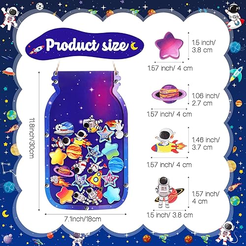 Miniatura 3 de Treela Tarro de recompensa del espacio exterior para niños, tablón de anuncios, juego de gráficos de recompensas Galaxy para niños pequeños, tarro