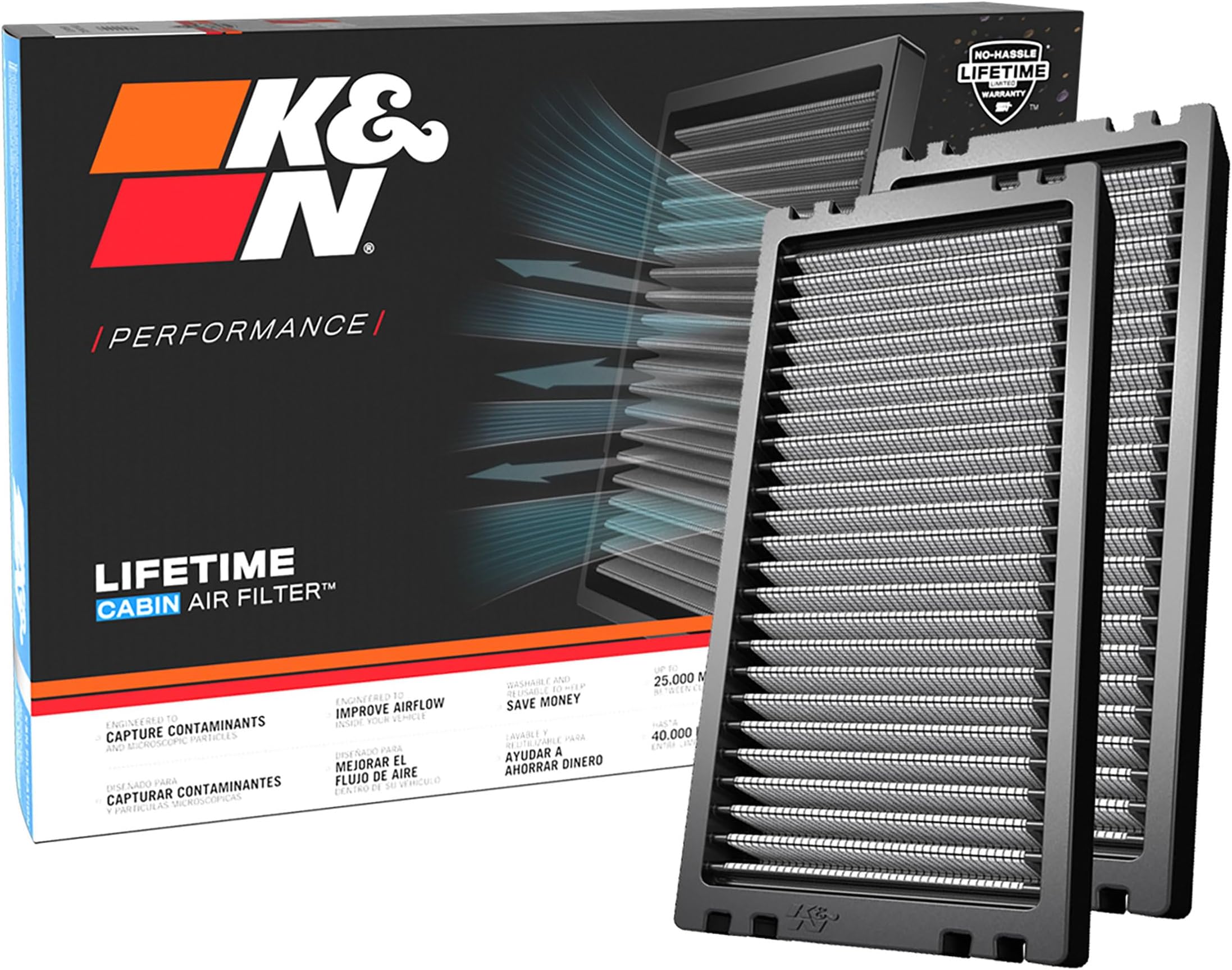 LIFETIME Cabin Air Filter: Premium, Washable, Clean Air for your Cabin: Compatible with 2005-2021 Nissan: Frontier, Navara, NP300, NV1500, NV2500, NV3500, Pathfinder, Xterra, VF1001