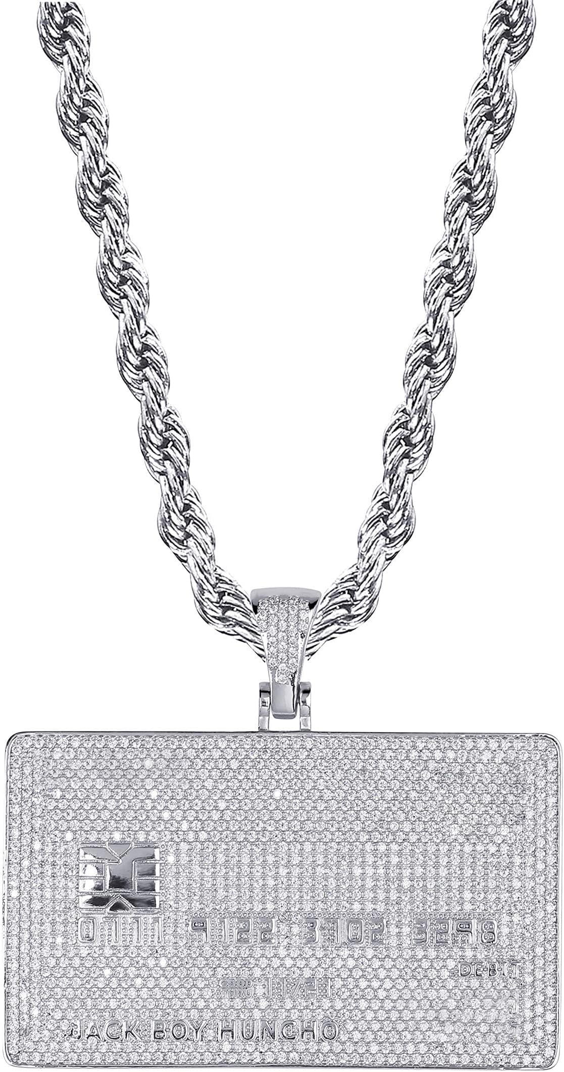 Pendant Necklace Men Rope Gold Chain for Women Iced out 18K Gold Plated Cubic Zirconia V Card Pendant Chain Custom Name Necklace 24 Stainless Steel
