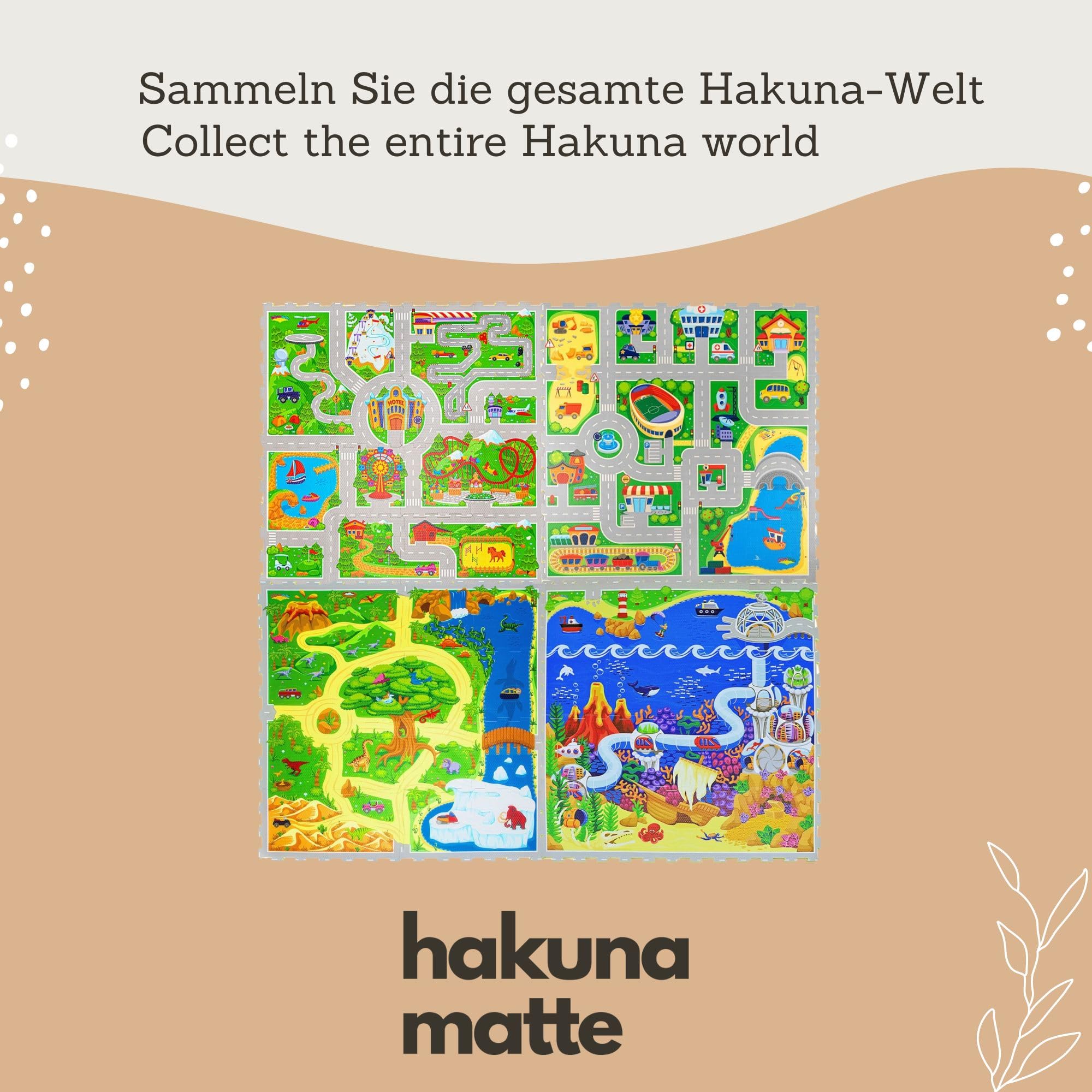 Hakuna Matte Alfombra Infantil Puzzle Diseño Coches 1,2 x 1,2m- 16 Piezas Interconectadas para el Piso - Alfombra Puzzle 20% + Gruesa – Certificado EN-71 Sin Olor – Empaque Caja de Cartón Reciclable