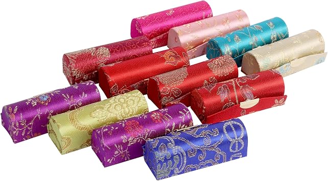 12Pcs Lipstick Case Holder with Mirror, Retro Floral Cosmetic Storage Box, Lipstick Holder Box for Women Girls 1