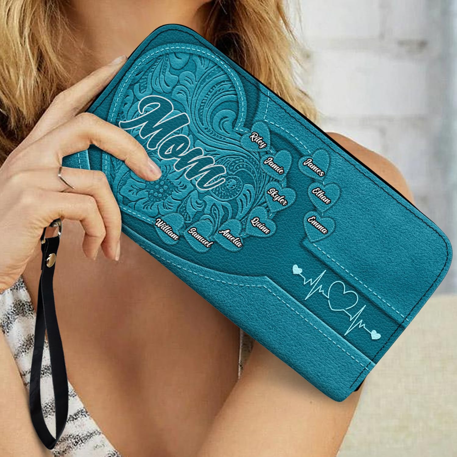 Personalized Combo Leather Wallet And Bag - Stylish Matching Handbag Set for Grandma Mom, Meaningful Family Keepsake, Birthday Mother's Day Holiday Present - Grandma Mommy's Little Sweethearts