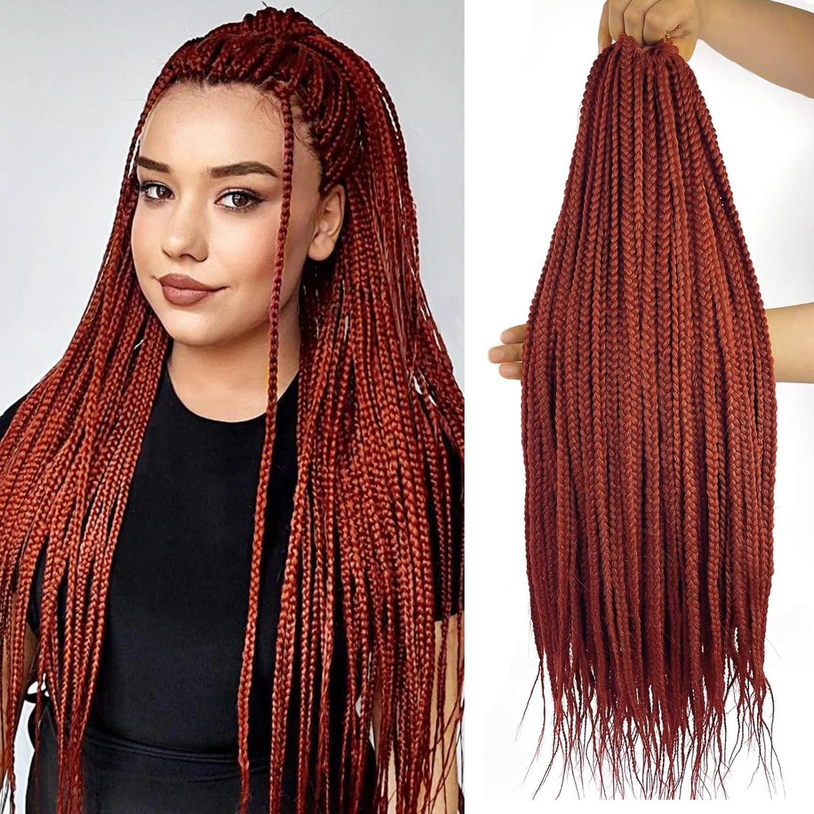 AMLUCKS Box Braids Crochet Hair 6 Packs Pre Looped Knotless Medium 3X Braids Goddess Box Braids Crochet Hair Extensions for Black Women Braiding Hair (350#