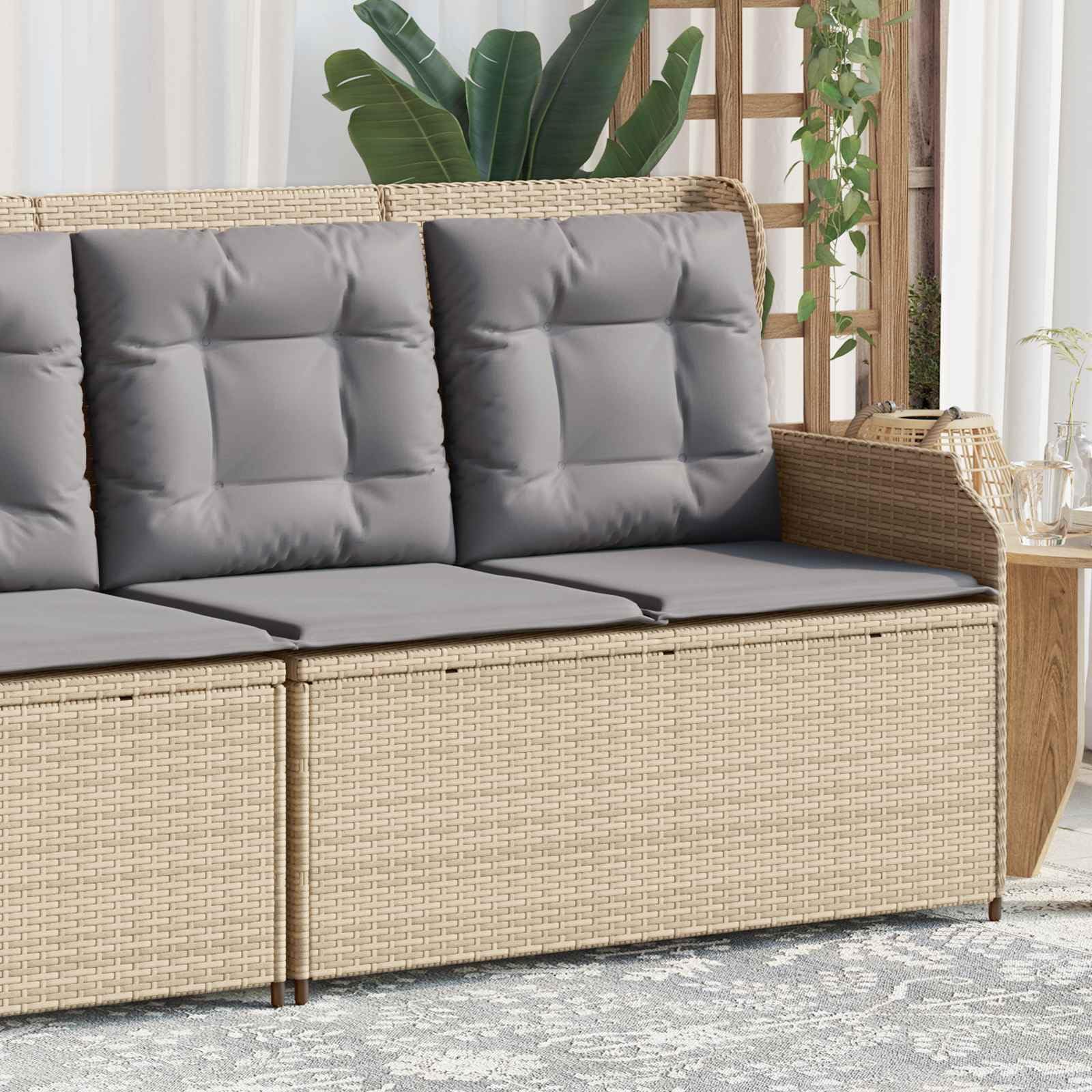 polirattan podwójna na taras i ogród nowoczesna Beżowy 110x67x95 cm
